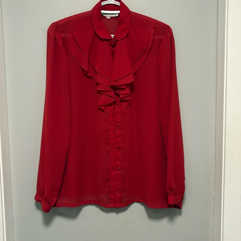 Banff International Red Blouse Vintage